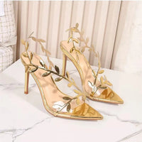 2024 Summer Fashion Patent Leather Gold Leaf Women Sandals Elegant Pointed toe Thin High heels Gladiator Sandalias Party Shoes - Buy online at  Vibe In Cart.