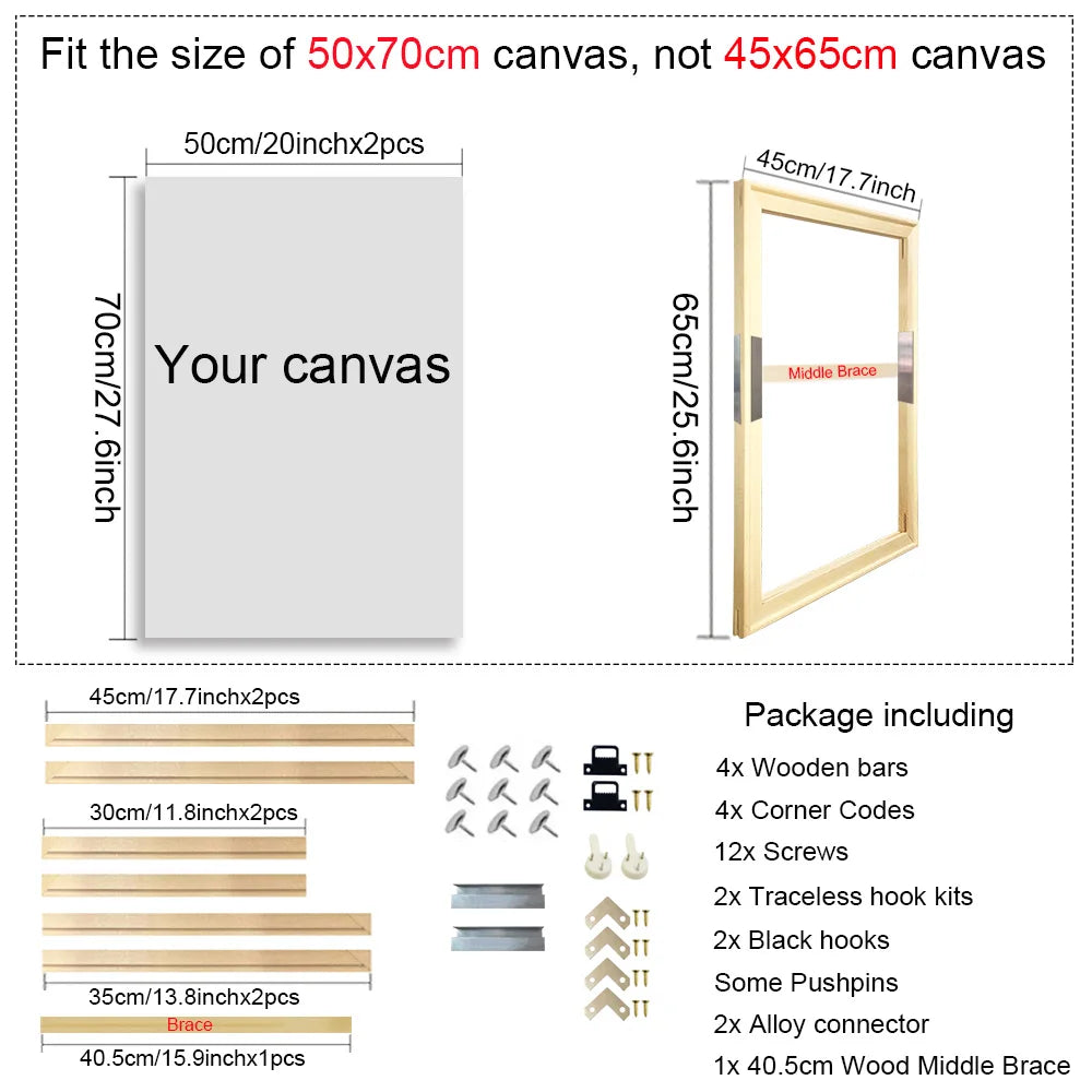 Wooden Rectangular Canvas Frames for 30x40 40x50 50x70 60x90