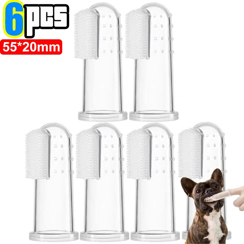 Transparent Silicone Fingertip Pet Toothbrush for Dogs and Cats