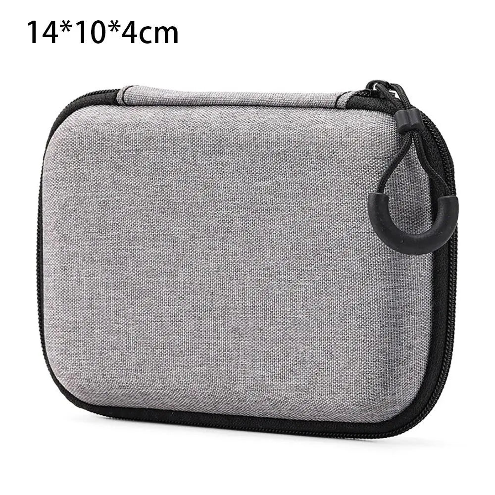 Grey Canvas Zipper Storage Bag for Earphones and Accessories