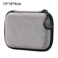 Grey Canvas Zipper Storage Bag for Earphones and Accessories
