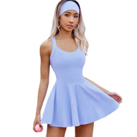 Women's Slim Fit Sleeveless Tennis Dress in Nylon Elastane with Chest Pads