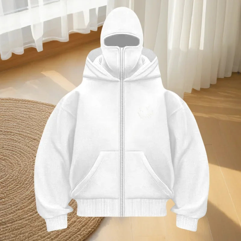 Men's fashion fitness street designer hoodie, autumn and winter fashion casual zipper hoodie, loose masked sweatshirt - Buy online at  Vibe In Cart.