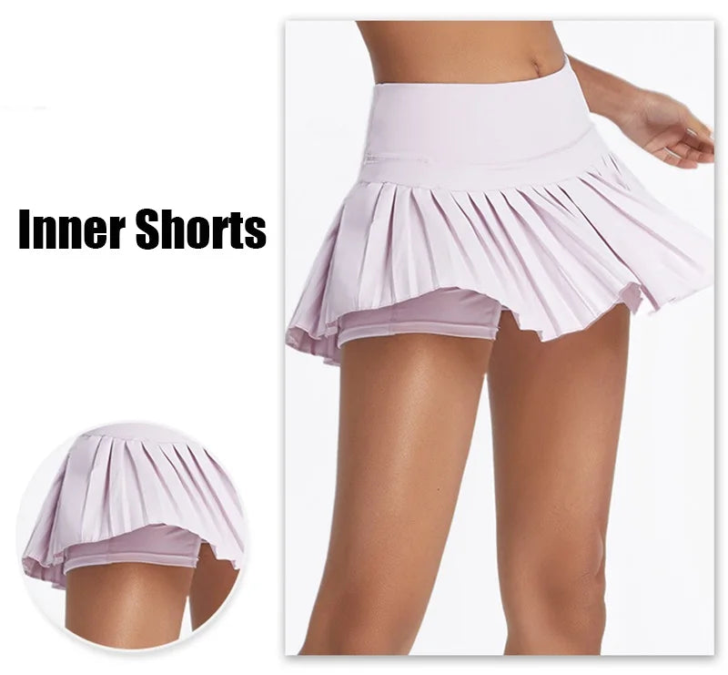 Women's High Waist Pleated Tennis Skirt with Inner Lining