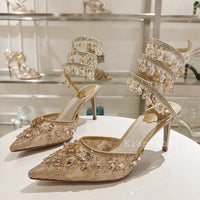 Fashion High Heels Sandals Women Shiny Crystal Tassel Snake Shaped Winding Wedding Shoes Summer Pointed Toe Stiletto Sandalias - Buy online at  Vibe In Cart.