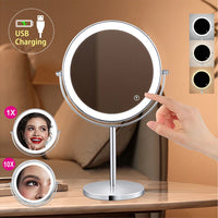 8inch 10X Magnifying LED Makeup Mirror with 3 Color Light Touch Switch Double Side USB Charging Desktop Vanity Cosmetic Mirror - Buy online at  Vibe In Cart.