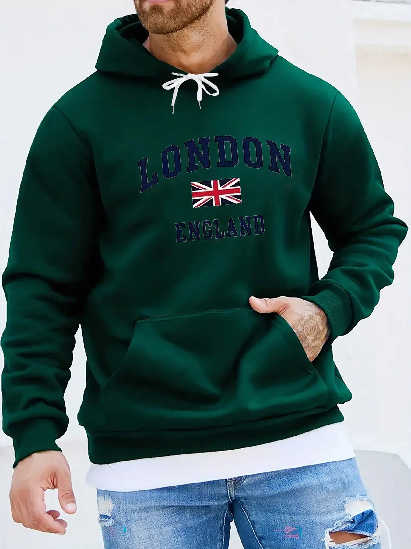 Men's autumn and winter casual and fashionable loose hooded sweatshirt, printed long-sleeved warm pullover - Buy online at  Vibe In Cart.