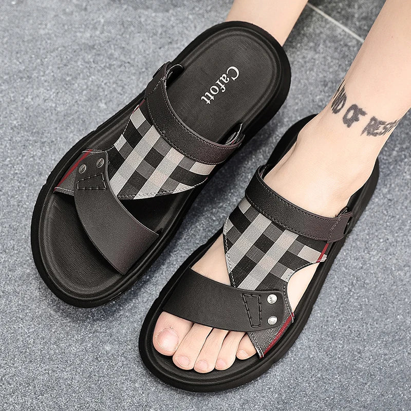 Sandals Men's 2025 New Summer Casual Beach Shoes Indoor and Outdoor Wear Two-Wear Lightweight One-Line Sandals - Buy online at  Vibe In Cart.