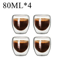 Double Wall High Borosilicate Glass Mug Set, Heat Resistant, 2-18 Pieces