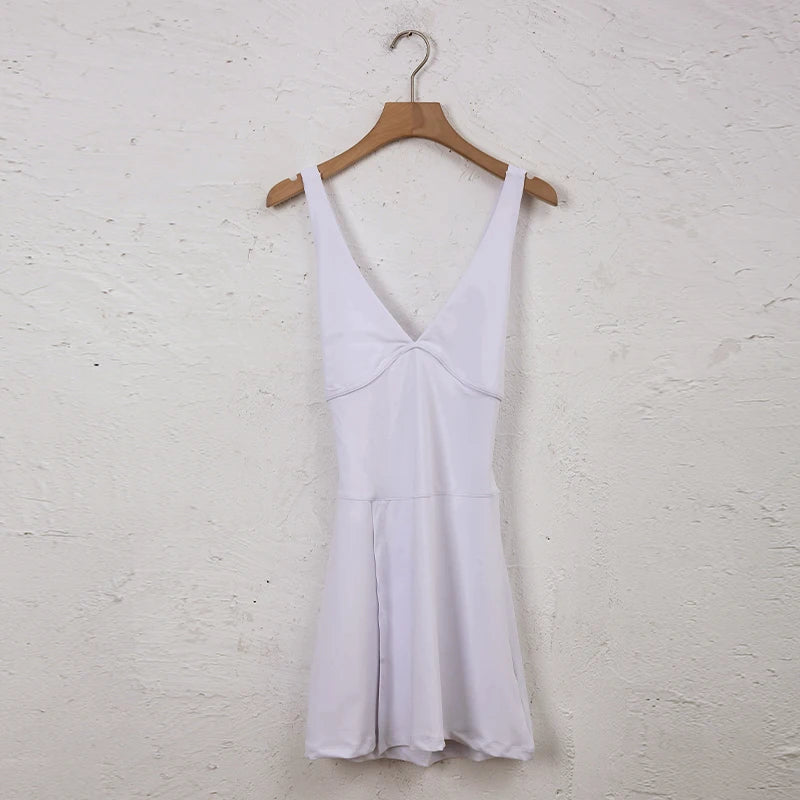 Sean Tsing® Sport Golf Tennis Dresses with Safety Shorts Women Sleeveless Exercise Dress Badminton Volleyball Athletic Outfits