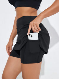 Tennis 2 In 1 Skirts With Shorts Running Yoga Culotte Shorts Women Sports Fitness Dobule Pockets High Waist Quick Dry Shorts - Buy online at  Vibe In Cart.