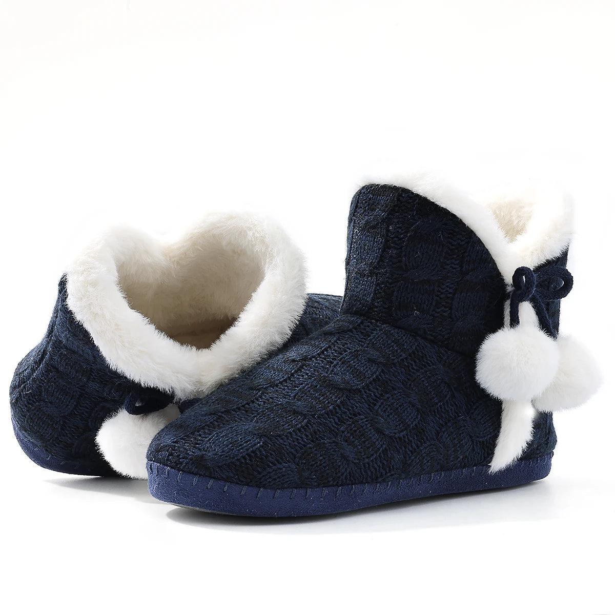 Litfun Winter Warm Plush Boots For Women Outdoor Soft Sole Non-slip Knit Furry Snow Boots Indoor Cozy Fur House Cotton Slippers - Buy online at  Vibe In Cart.