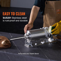 SucceBuy 2.5L Manual Sausage Stuffer Food-Grade Stainless Steel & 8 Stuffing Tubes for Home Kitchen Restaurant Commercial - Buy online at  Vibe In Cart.