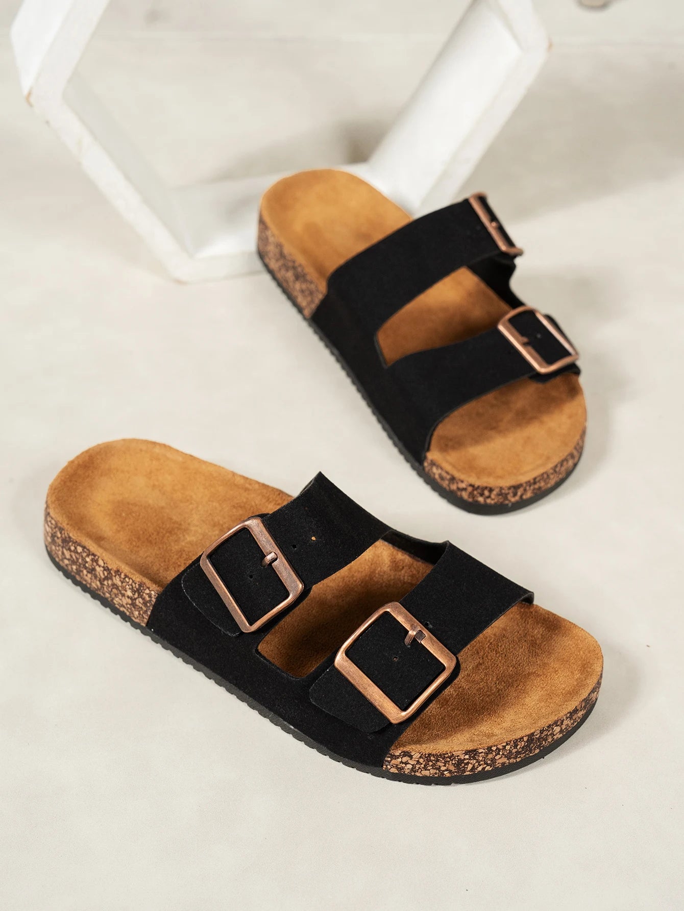 Women's Open-Toe Sandals for Outdoor Wear, New Casual and Fashionable Simple Backless Versatile Couple Style Comfortable Vacation Birkenstock-Style Flat Black Mule Sandals, Women's Elastic Band Slip-Ons, Lightweight Open-Toe - Buy online at  Vibe In Cart.