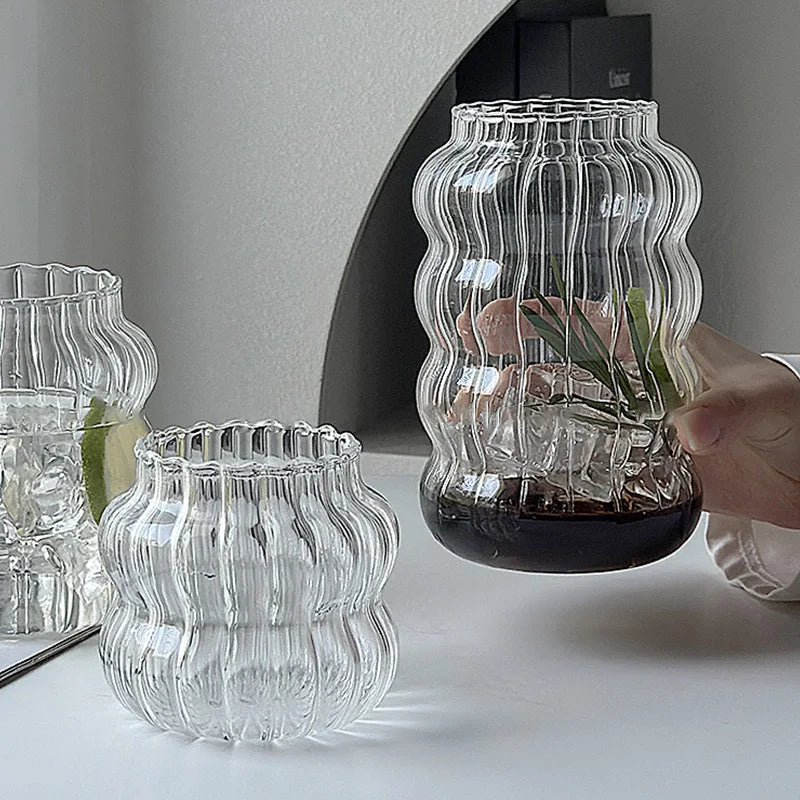 Glass Drinkware Cold Coffee Cups Latte Coffee Glass Iced Water Bottle Aesthetic Cup Wine Cocktail Glass Cups - Buy online at  Vibe In Cart.