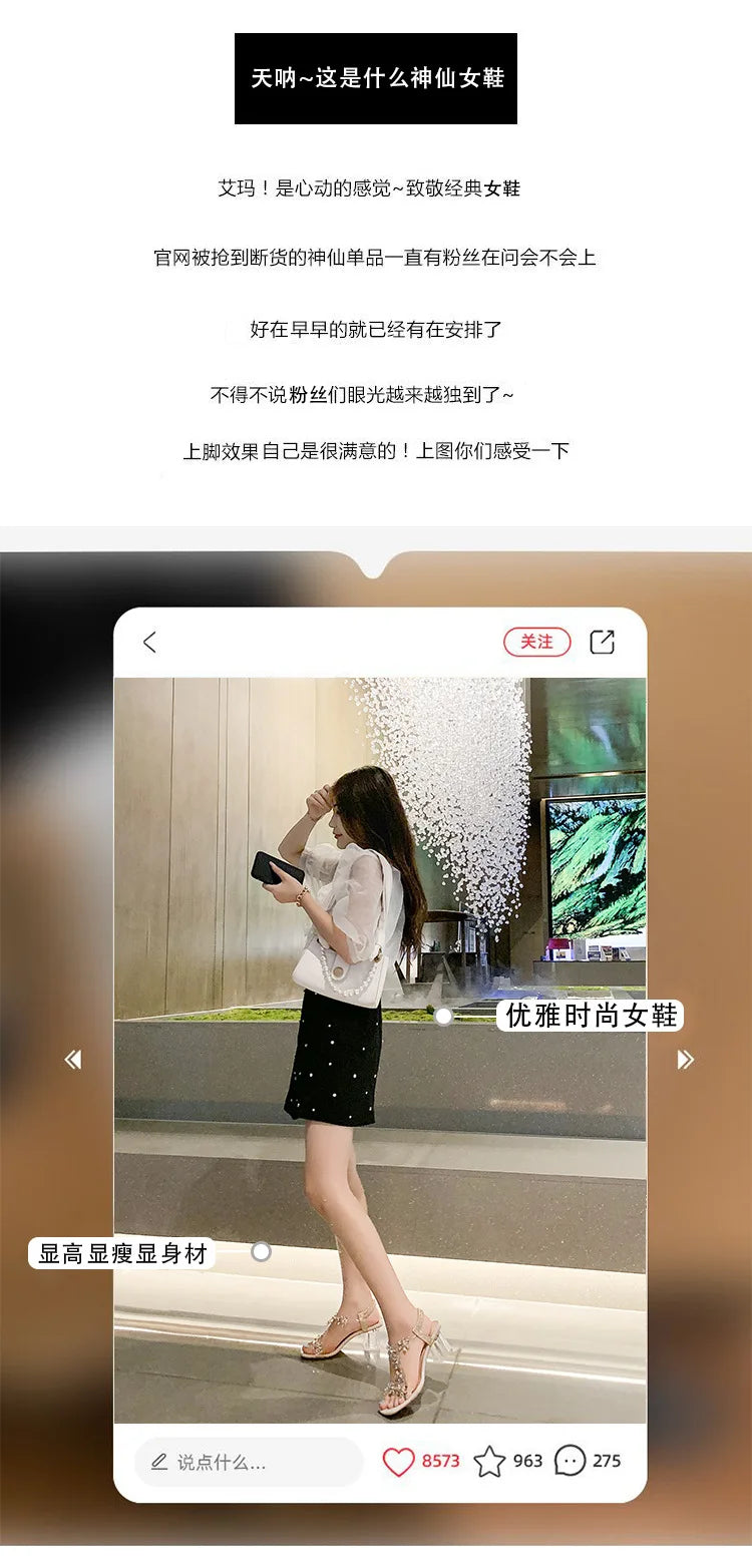 Women;s Sandals Pvc Crystal Flower Shoes for Women Decoration Chunky Heel Sandals Ladies Back Strap Fashion Shoes Female2024 - Buy online at  Vibe In Cart.