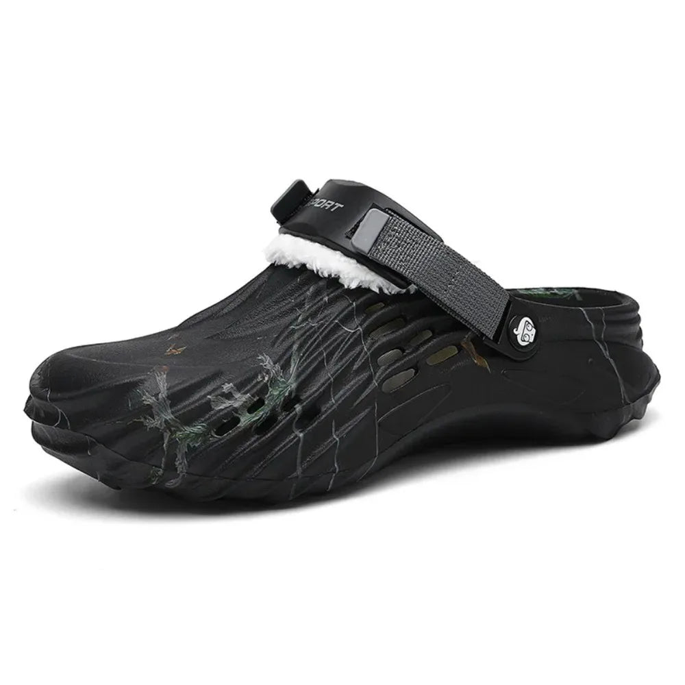 Winter Men Slippers Detachable Warm Furry Home Slippers Casual Outdoor EVA Lightweight Non Slip Perforated Garden Cotton Shoes - Buy online at  Vibe In Cart.