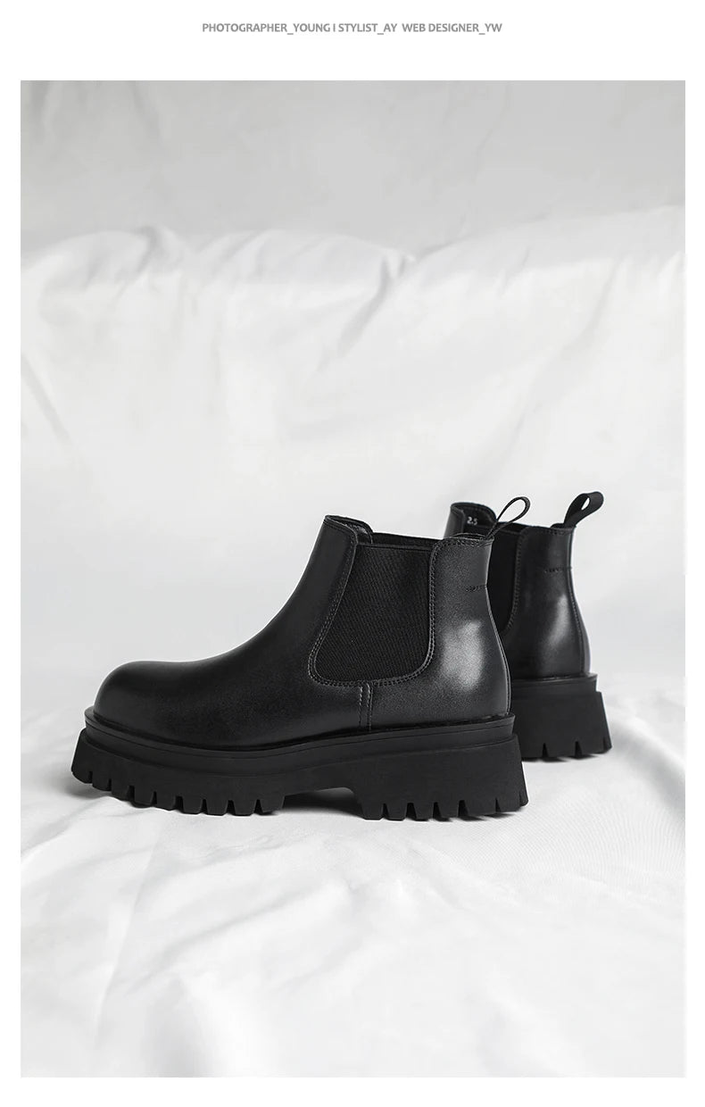 Men's Versatile Casual British Style Heightening Chelsea Boots, Paired with Trendy and Simple Ankle Boots for Outerwear. - Buy online at  Vibe In Cart.