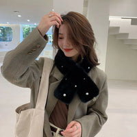 Women's Outdoor Winter Faux Fur Warm Solid Color Scarf