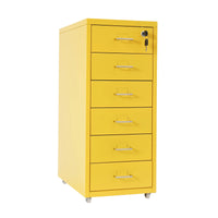 Lockable Rolling Metal File Cabinet| 6-Drawer Home Office Document Storage Container with Wheels| Off-white/Green/Yellow - Buy online at  Vibe In Cart.