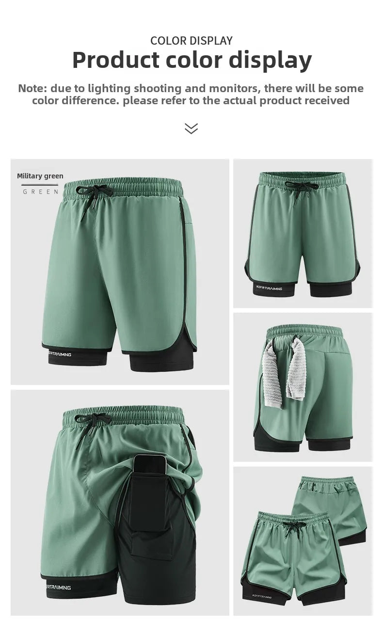 Men Running Shorts Gym Sports 2 in 1 Quick Dry Workout Training Gym Fitness Jogging Short Sweatpants Summer Hot Men Sportswear - Buy online at  Vibe In Cart.