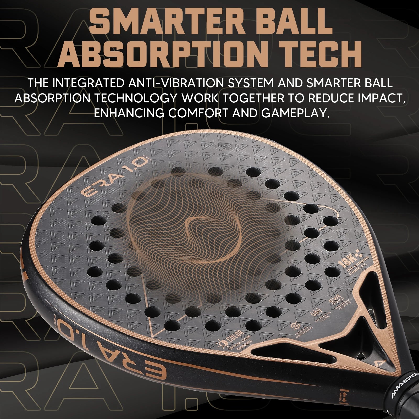 AMASPORT 18K Carbon Cubic Padel Racket Diamond Shape with 3D-Textured Surface Smarter System for Enhanced Control Padel Racquet - Buy online at  Vibe In Cart.