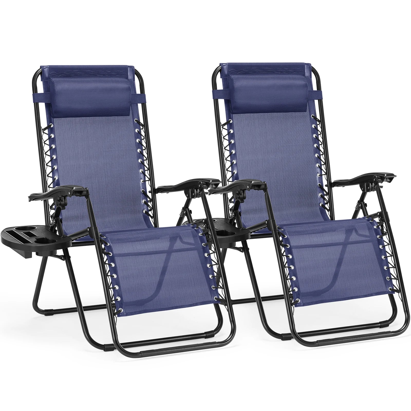 Zero Gravity Recliner Chair Set of 2 with Cup Holders and Adjustable Pillow
