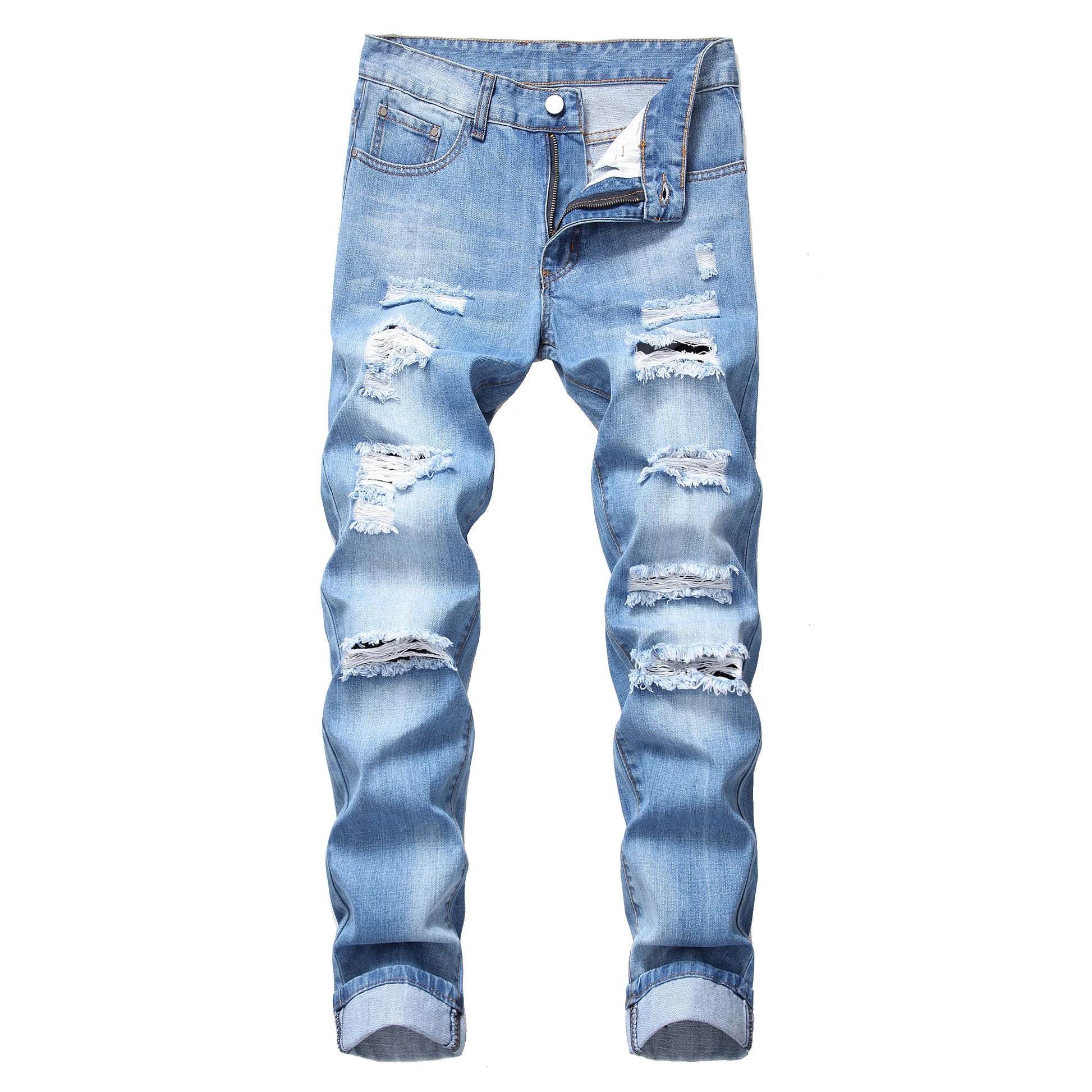 Men's Light Blue Jeans; Men's Fashionable Distressed Jeans; Party Suitable Jeans 305L - Buy online at  Vibe In Cart.