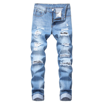 Men's Light Blue Jeans; Men's Fashionable Distressed Jeans; Party Suitable Jeans 305L - Buy online at  Vibe In Cart.