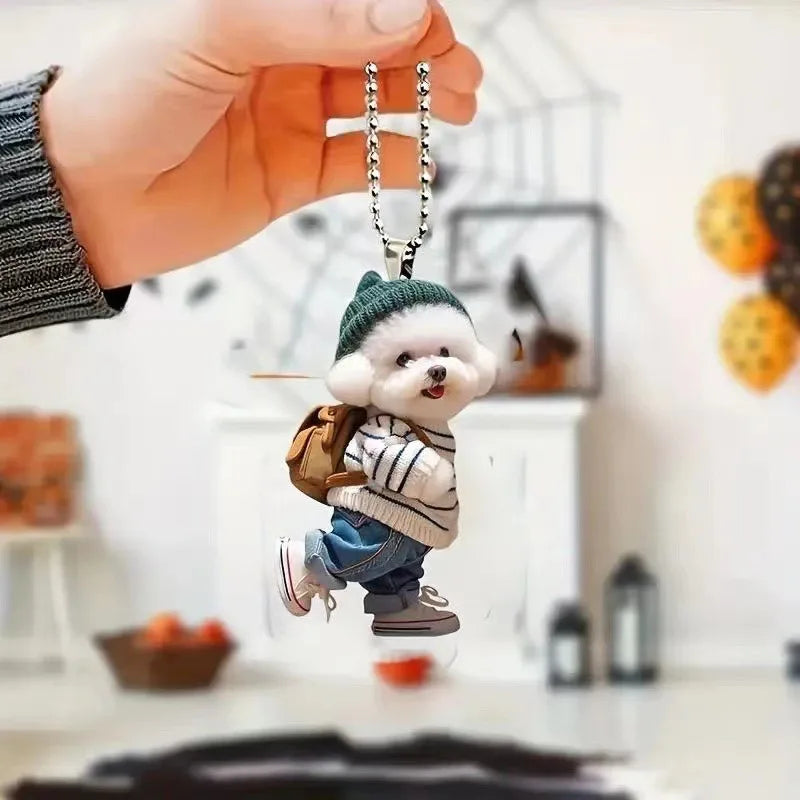 Creative Puppy Man Backpack Rearview Mirrors Pendant Car Hanging Ornaments Car Decoration Accessories Gifts For Women Men - Buy online at  Vibe In Cart.