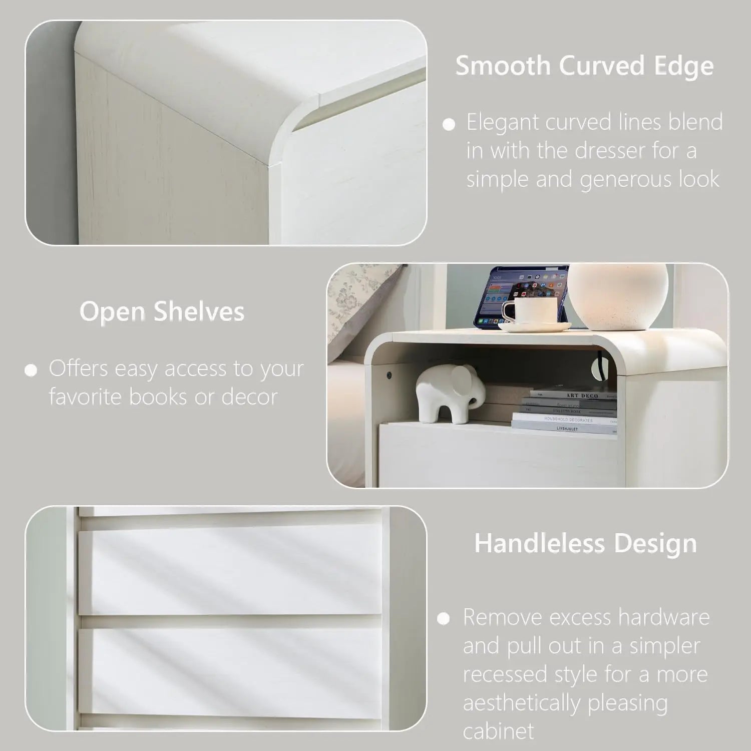 25" Tall Modern Nightstand with Charging Station, 23.6'' Wide Wood Bedside Table w/2 Storage Drawers,for Bedroom, Living Room - Buy online at  Vibe In Cart.