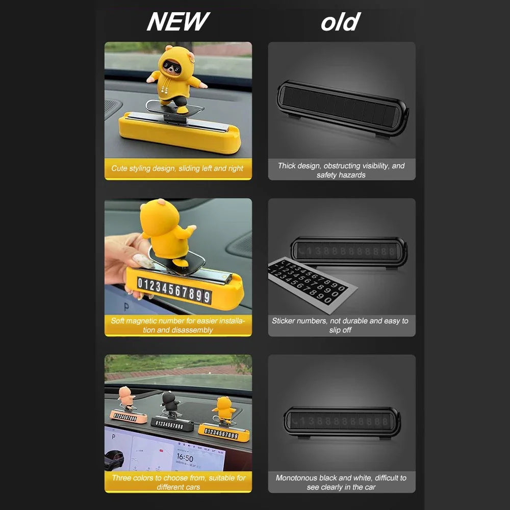 New Dashboard Car Decorations Skateboard Bear Magnetic Parking Number Plate Creative Car Cartoon Interior Interior Accessories - Buy online at  Vibe In Cart.