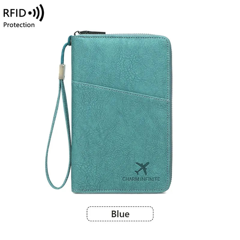 RFID Blocking Polyurethane Passport Holder with Zipper