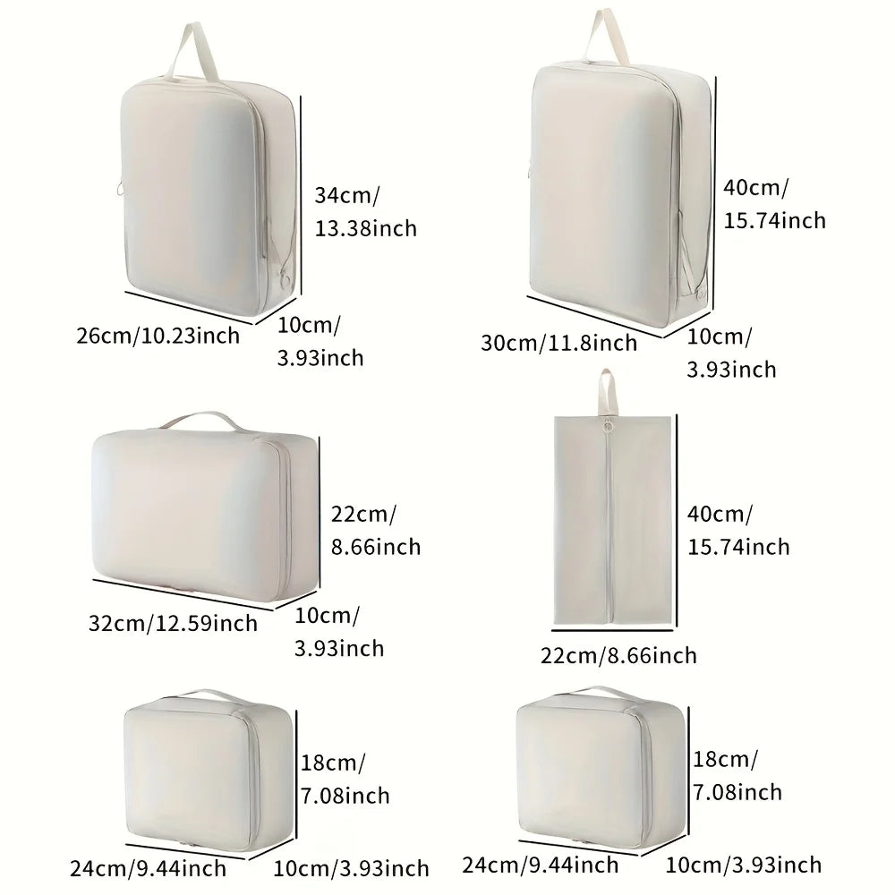 6-Piece Compression Packing Cubes Made of Polyester