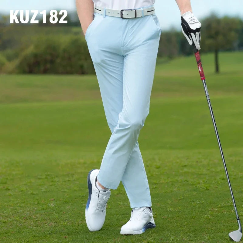 Men's Summer Golf Pants Full Length Waterproof Antibacterial Elastic Waistband
