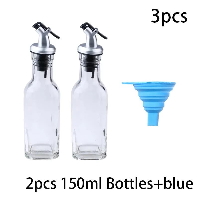 Glass Olive Oil Dispenser Bottle with Silicone Funnel for Kitchen