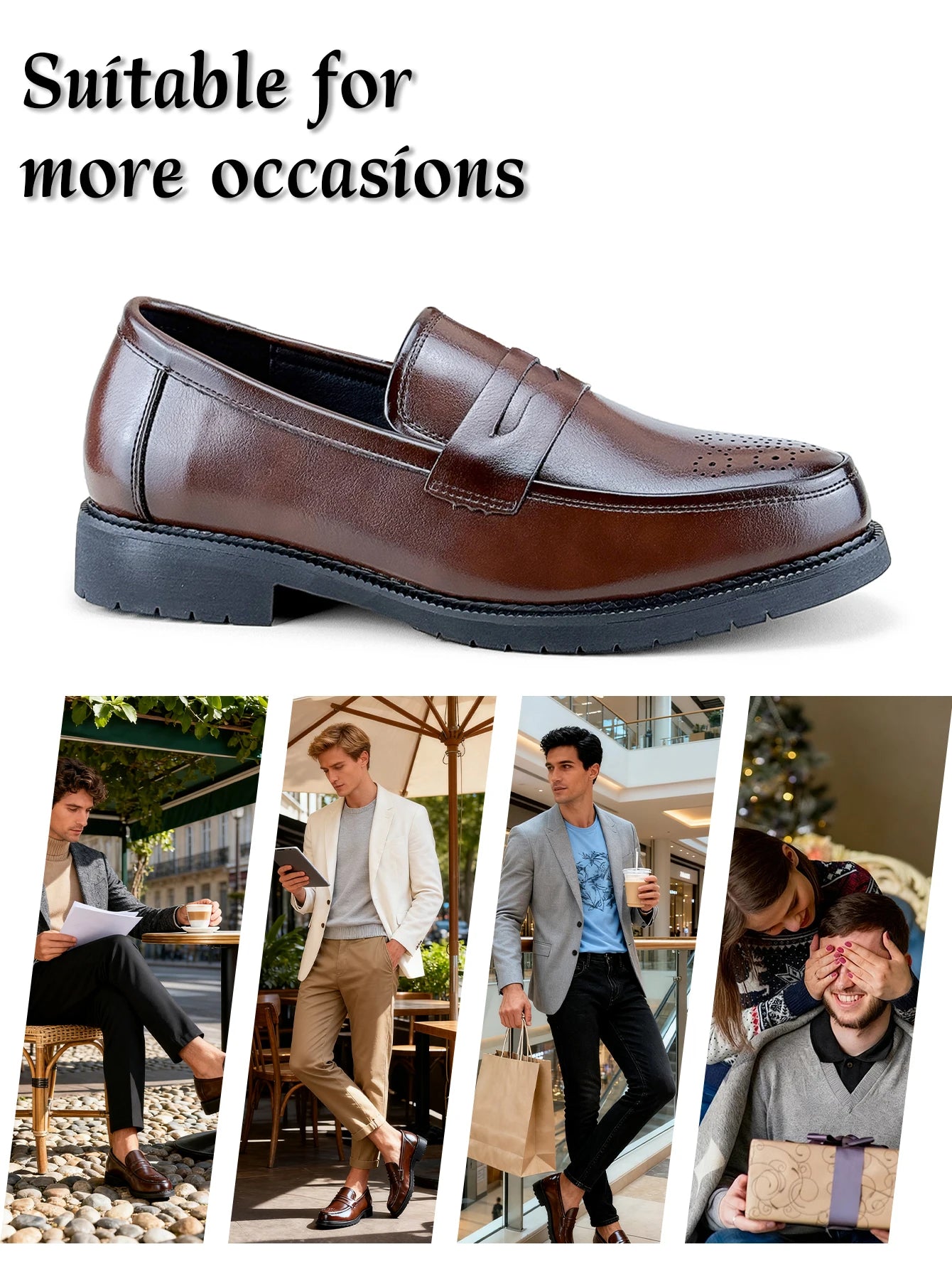Men's Formal Leather Shoes British Style Oxford Loafers Round Toe Breathable Non-Slip Business Dress Wedding Office Casual Shos - Buy online at  Vibe In Cart.