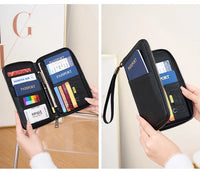 Multifunctional Travel Passport Wallet with RFID Protection in Microfiber Leather
