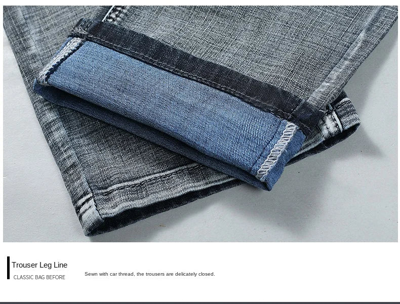 Men's Slim Straight Fit Washed Stretch Jeans in Blue and Black