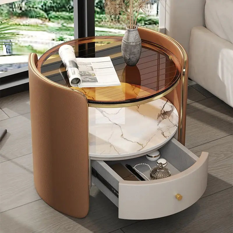 Modern Italian Round Bedside Table: Minimalist Design, Luxury & High-End Storage for Home Bedrooms - Buy online at  Vibe In Cart.
