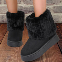 Shoes for Women Winter Slip on Women's Boots Black Round Toe Solid Flock Plush Warm Mid Heel Water Proof Casual Snow Boots Women - Buy online at  Vibe In Cart.