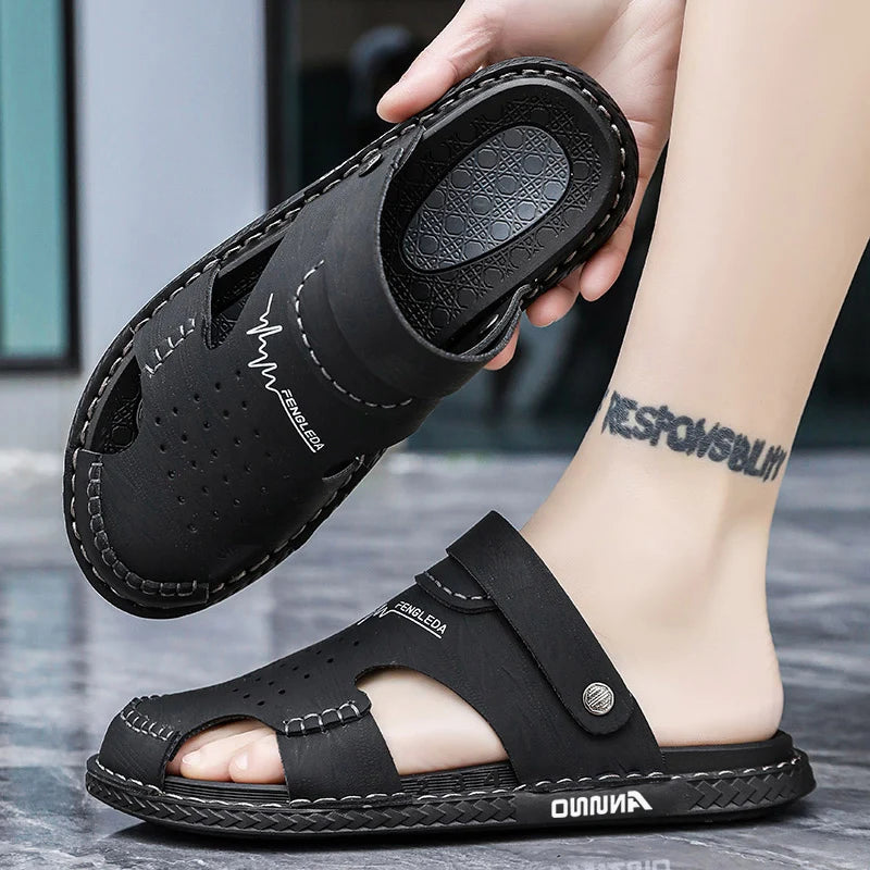 Men's Baotou Sandals Summer new Outdoor Cool Breathable Anti slip Waterproof Beach Shoes Soft Sole Fashion Dual purpose Slippers - Buy online at  Vibe In Cart.