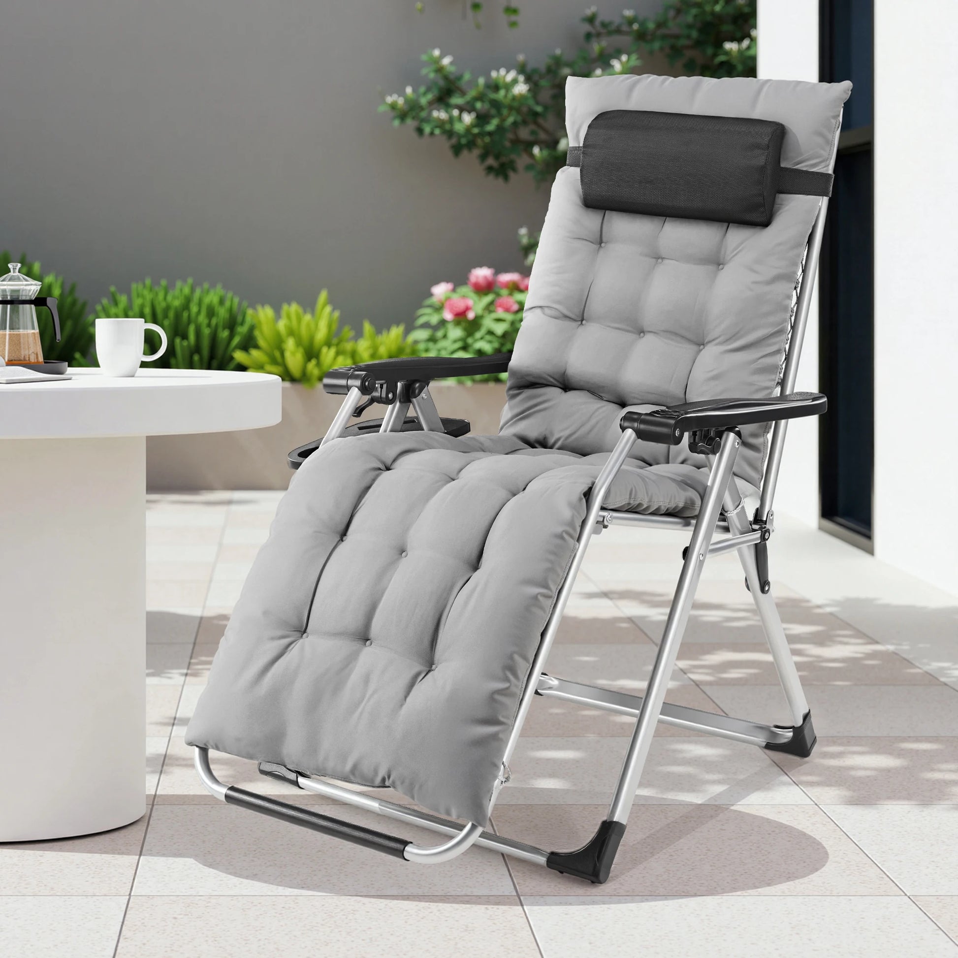 Zero Gravity Recliner Chair Set of 2 with Cup Holders and Adjustable Pillow