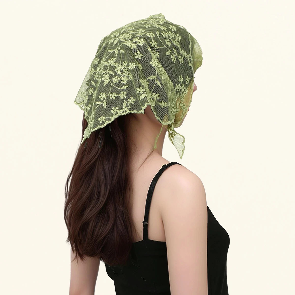 Adult Women's Triangular Lace Polyester Hair Scarf Accessory