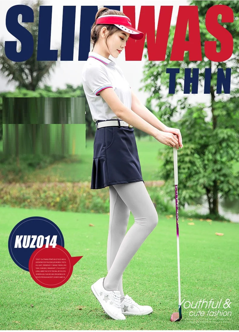PGM Breathable Female Legging Stocking Sunscreen Women Golf Pants Ice Silk High Elastic Stocking Outdoor Thin Long Leg Sock