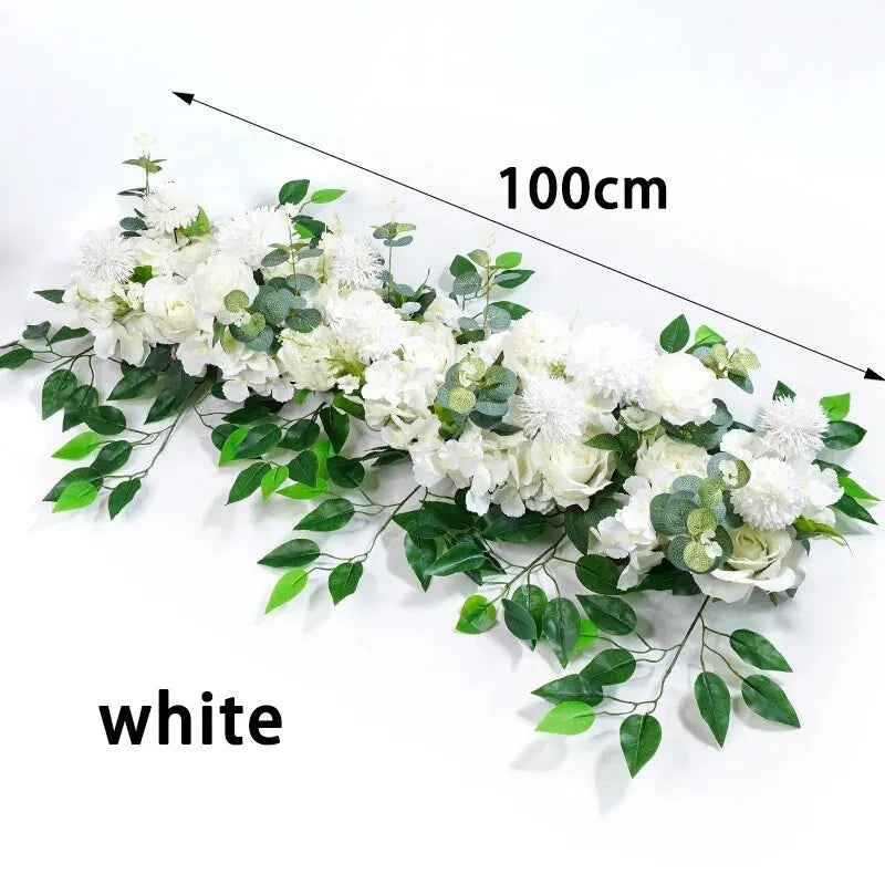 100cm Luxury White Rose Artificial Flower Row Wedding Table Centerpiece Flowers Backdrop Wall Arches Decor Party Stage Floral - Buy online at  Vibe In Cart.