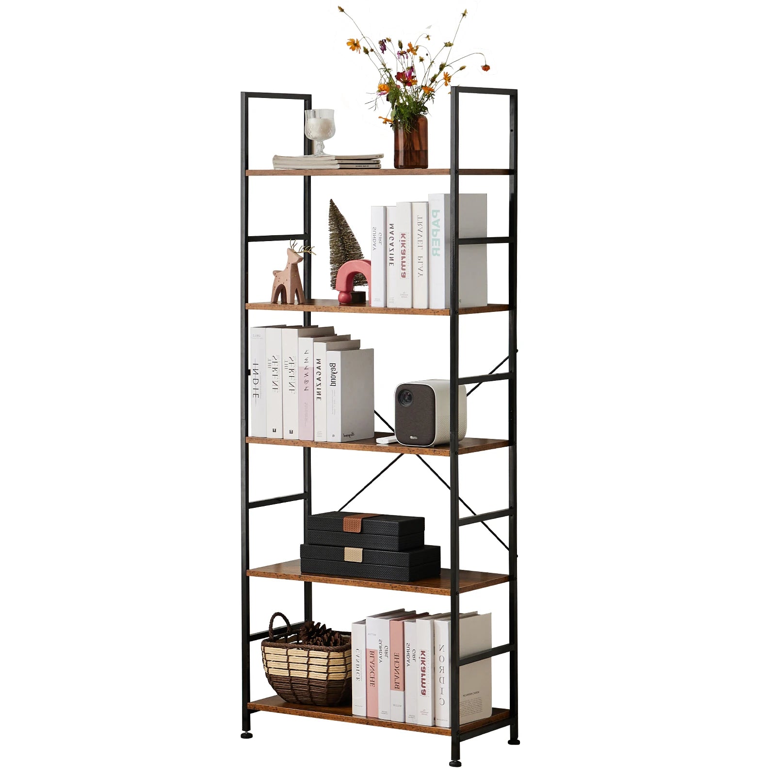 JHK 5 Tier Bookcase Bookshelf Modern Book Case For Books Corner Storage Organizer for Bedroom Home Office Kitchen Living Room - Buy online at  Vibe In Cart.