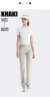 Women's Full Length High Waist Flared Cotton Golf Trousers