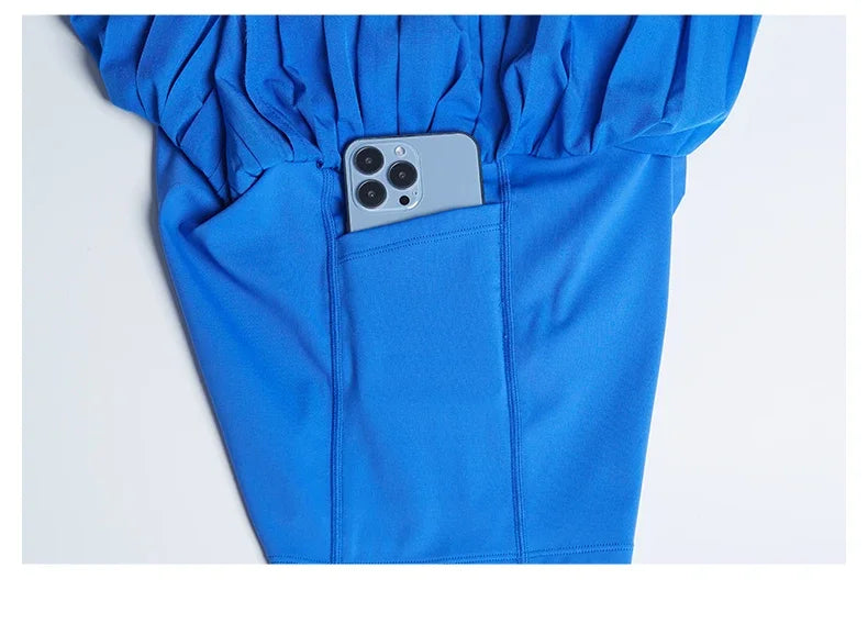 Women's Mini Pleated Sports Skort with Pockets and Double Layer