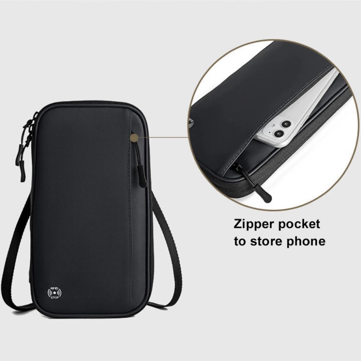 Polyester Crossbody Travel Wallet Passport Holder Bag